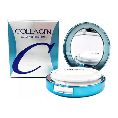 ENOUGH Collagen Aqua Air Cushion SPF 50+ PA+++ — Full Coverage Hydrating Foundation & Tinted Moisturizer Sunscreen (#21 Natural Glow) with Refill Set