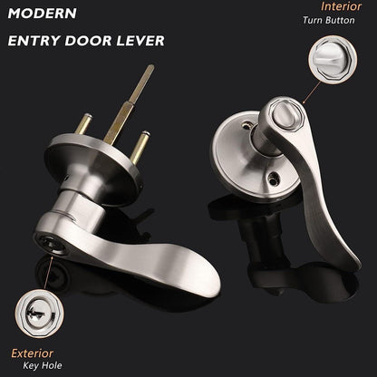 Exterior Door Handle Lock Satin Nickel Keyed Entry Wave Style Probrico
