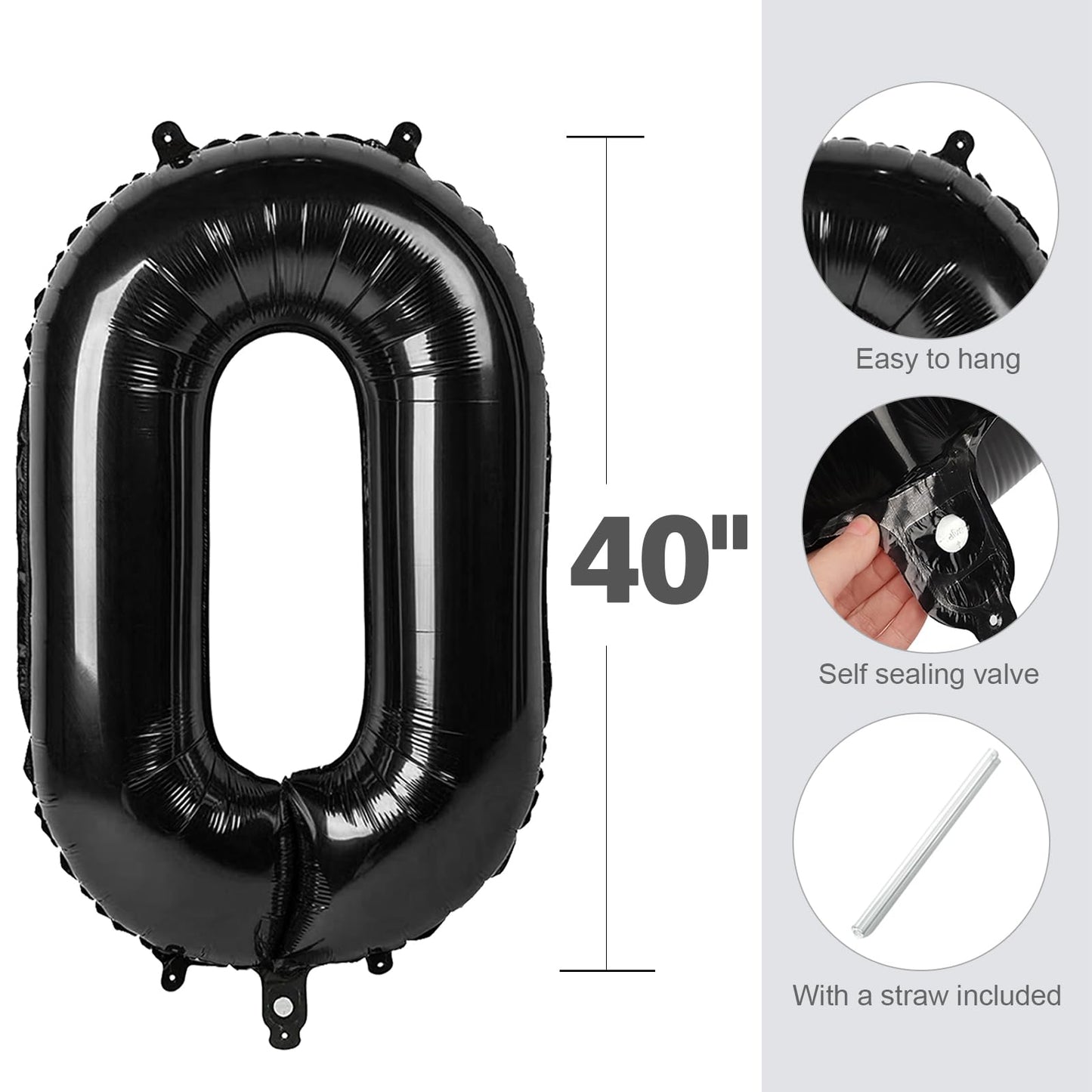 Enyeopd 9th Birthday Balloons – 40 Inch Black Number 9 for Any Age