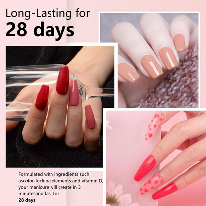 eodci 12-Pcs Dip Powder Nail Kit Starter – 6 Jelly Nude Pink Colors with Base, Top Coat, Activator & Brush Saver