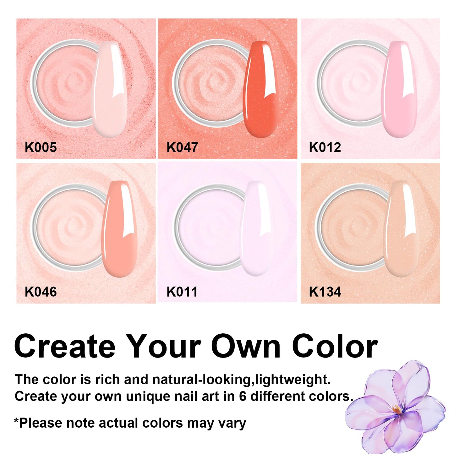 eodci 12-Pcs Dip Powder Nail Kit Starter – 6 Jelly Nude Pink Colors with Base, Top Coat, Activator & Brush Saver
