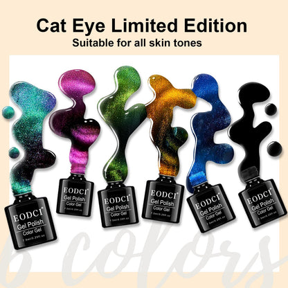 eodci 9D Cat Eye Gel Nail Polish Kit – 6×7.5ml Magnetic Set