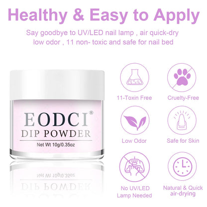 eodci 12-Pcs Dip Powder Nail Kit Starter – 6 Jelly Nude Pink Colors with Base, Top Coat, Activator & Brush Saver