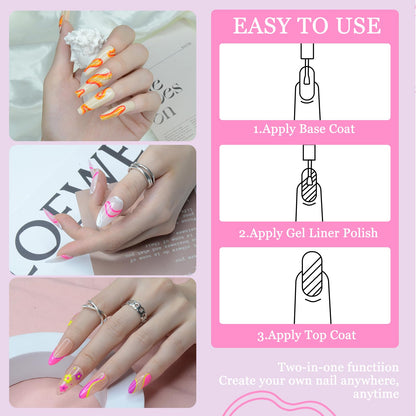 eodci Nail Art Gel Liner Set – 12 Colors for DIY Nail Designs