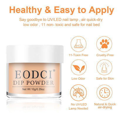 Eodci 12-Pcs Dip Powder Nail Kit Starter — 6 Nude Colors, No Lamp Needed