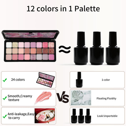 EODCI Solid Gel Nail Polish Palette – 24 Colors with Brush | Long-Lasting Gel Art Kit