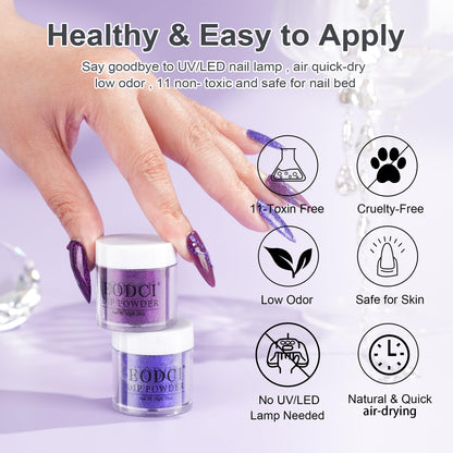 eodci 12-Piece Dip Powder Nail Kit Starter – 6 Colors, Base & Top Coat, No Lamp Needed