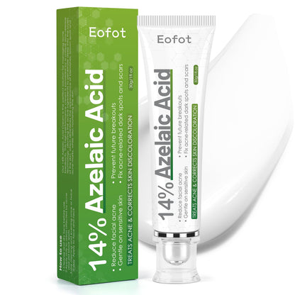 Eofot 14% Azelaic Acid Cream – Clearer-Looking Pores, Even Tone, Gentle Formula | 1 Fl Oz
