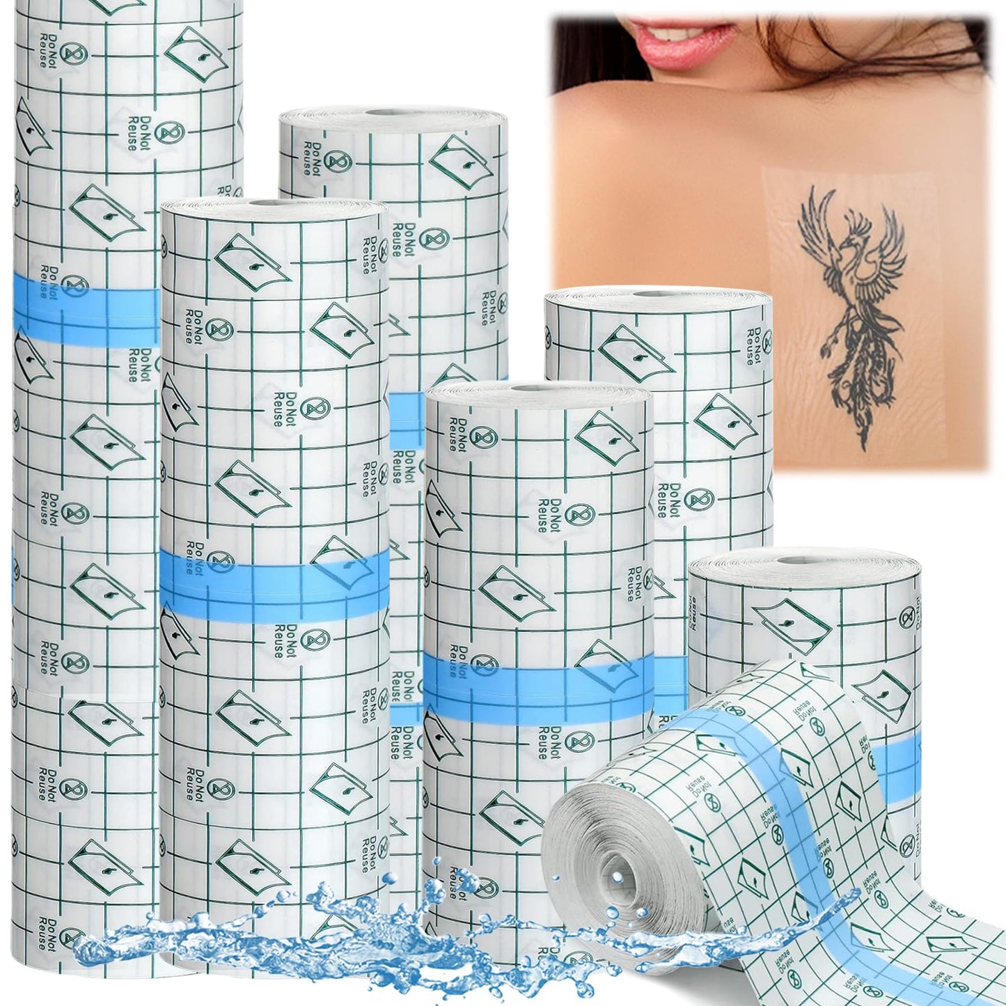 Eorbow 6-Size Waterproof Adhesive Bandage – Transparent Film Dressing for Tattoo Aftercare