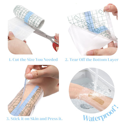 Eorbow 6-Size Waterproof Adhesive Bandage – Transparent Film Dressing for Tattoo Aftercare