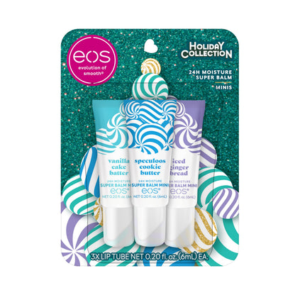 EOS Holiday 24H Mini Super Balm Set — Speculoos, Gingerbread, Vanilla Cake Batter (3 x 0.20 oz)