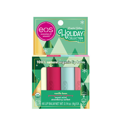 EOS Limited Edition Holiday Lip Balm Gift Set – Raspberry Cloud & Blackberry Bellini, 0.14 oz x 2, All-Day Moisture, Sensitive Skin, Clear