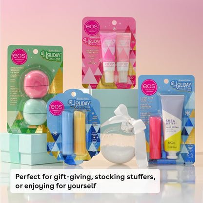 EOS Limited Edition Holiday Lip Balm Gift Set – Raspberry Cloud & Blackberry Bellini, 0.14 oz x 2, All-Day Moisture, Sensitive Skin, Clear