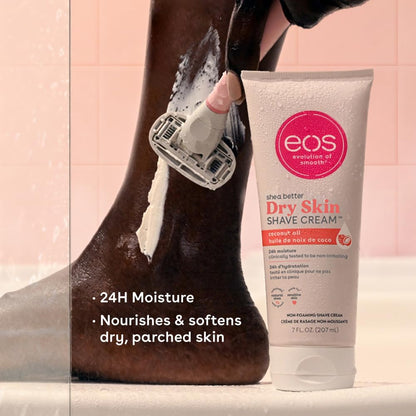 EOS Shea Better Dry Skin Shaving Cream for Women – 24-Hour Hydration with Coconut Oil