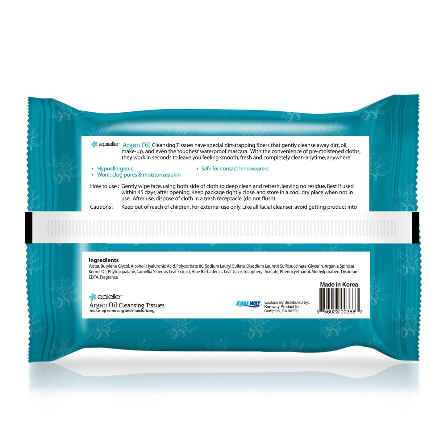 Epielle Makeup Remover Wipes - Gentle Collagen-Infused Cleanser, Remove Waterproof Mascara, Cucumber & Argan Oil, 60 Count (Pack of 4)