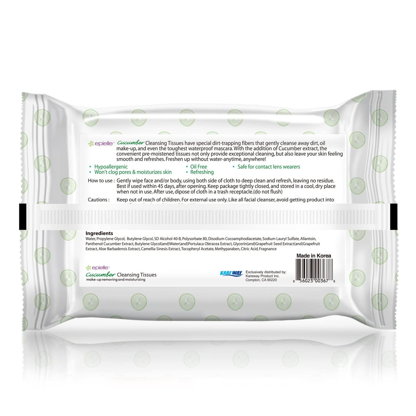 Epielle Makeup Remover Wipes - Gentle Collagen-Infused Cleanser, Remove Waterproof Mascara, Cucumber & Argan Oil, 60 Count (Pack of 4)