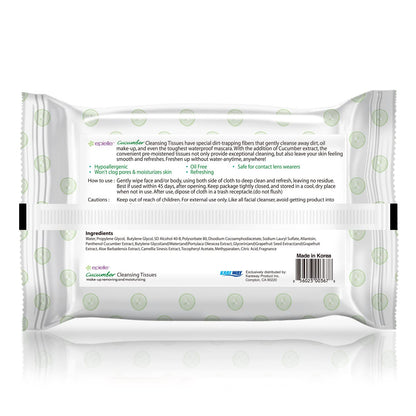 Epielle Makeup Remover Wipes - Gentle Collagen-Infused Cleanser, Remove Waterproof Mascara, Cucumber & Argan Oil, 60 Count (Pack of 4)