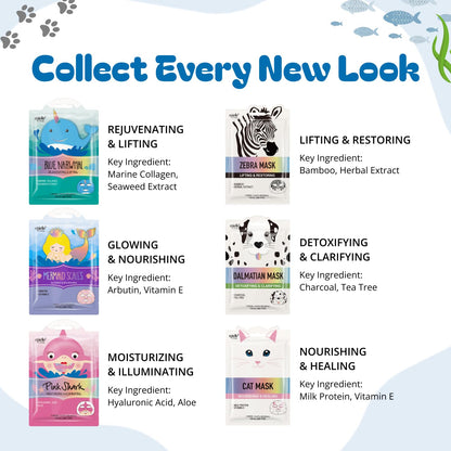 Epielle Wave & Wild Character Face Masks – 12 Pack | Fun Korean Skincare