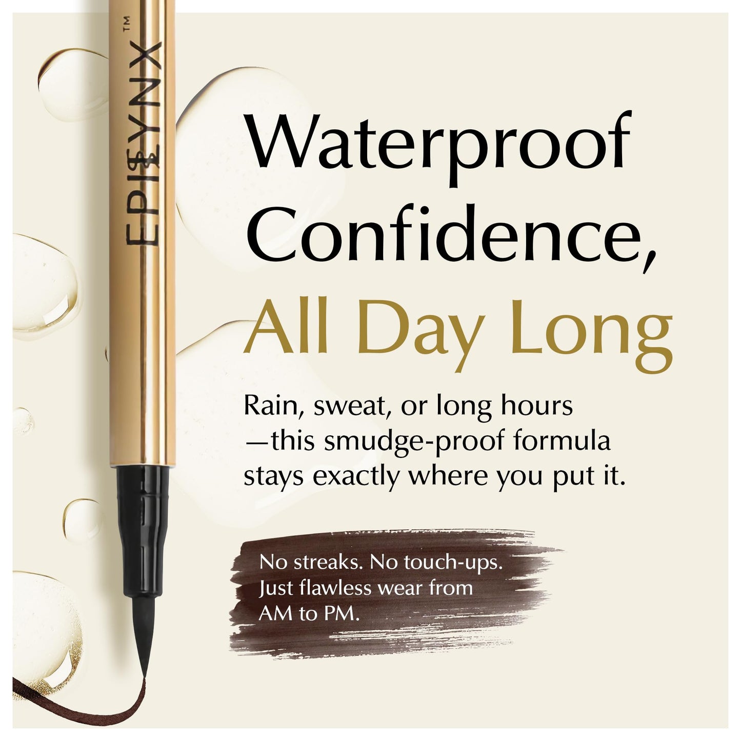 EPILYNX Liquid Eyeliner – Hypoallergenic & Waterproof Brown, 2mL, Fine Brush Tip