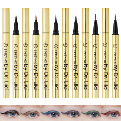 EPILYNX Liquid Eyeliner Gift Set - Waterproof, Hypoallergenic, Vegan, Gluten-Free with Fine Brush Tip (6 Shades)
