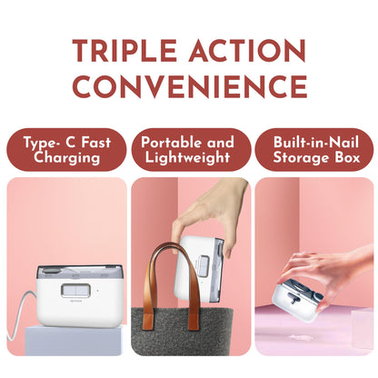 EpixCare Electric Automatic Nail Clipper Trimmer – 2-in-1 Nail Care for All Ages | Rechargeable & Safe