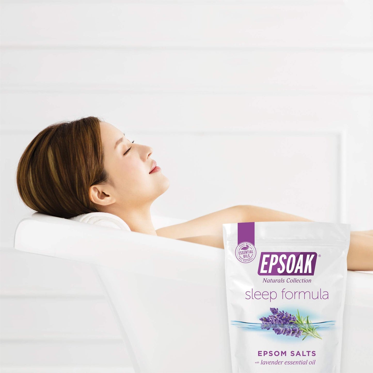 Epsoak Lavender Sleep Epsom Salt 2 lb — 2-Pack, Magnesium Sulfate USP, Resealable USA-Made, Cruelty-Free