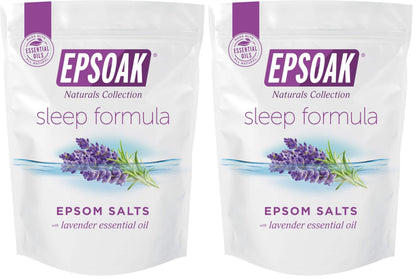 Epsoak Lavender Sleep Epsom Salt 2 lb — 2-Pack, Magnesium Sulfate USP, Resealable USA-Made, Cruelty-Free