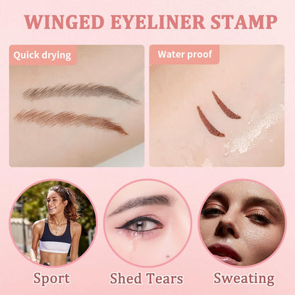 Eqimznv 2PCS Foldable Winged Eyeliner Stamp Pen — 24H Waterproof Gel Eyeliner (Black + Brown)