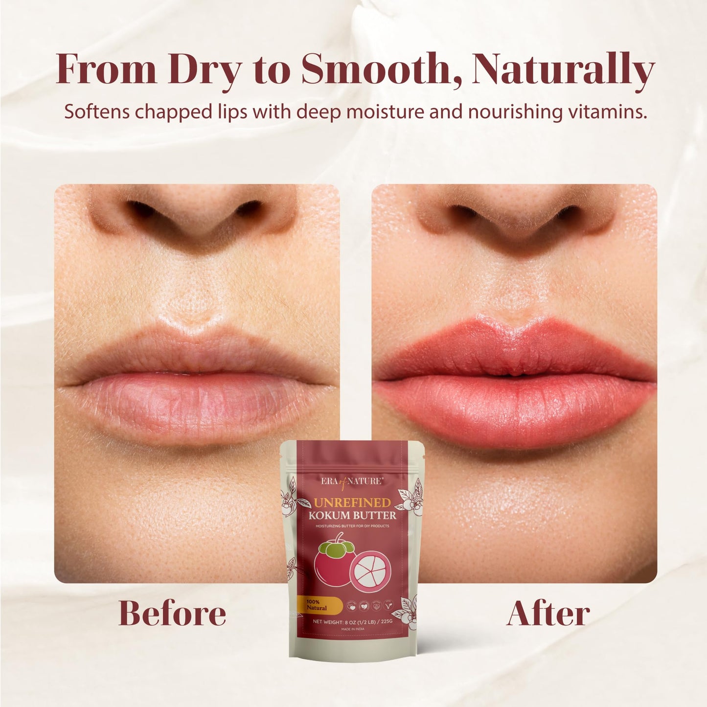 era of nature Kokum Butter Raw 8 oz – Pure DIY Skincare Base for Belly, Body & Lip Care