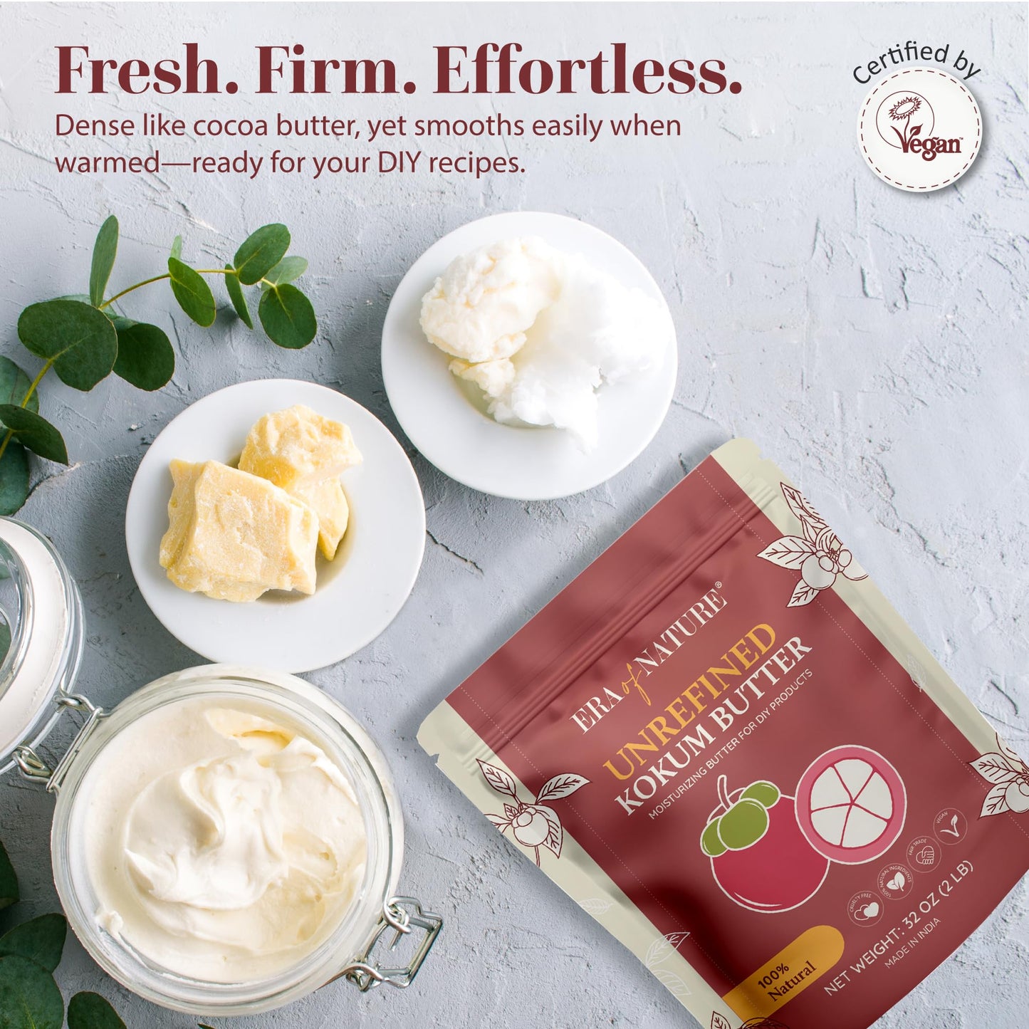 Era of Nature Kokum Butter Raw – 32 oz | Pure Unrefined Butter for DIY Skincare