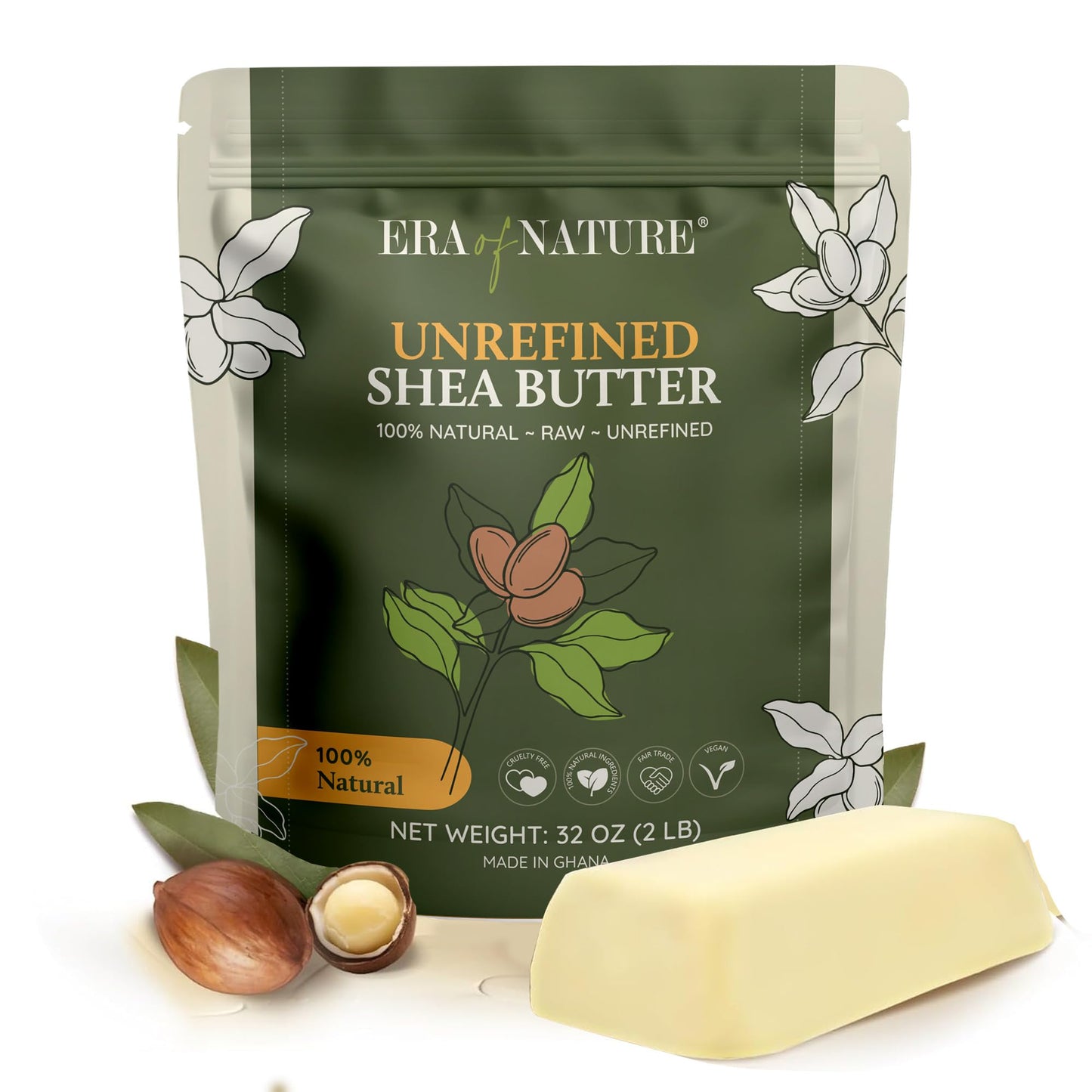 Era of Nature Organic Raw Shea Butter 32oz – Ivory White for Skin & Hair