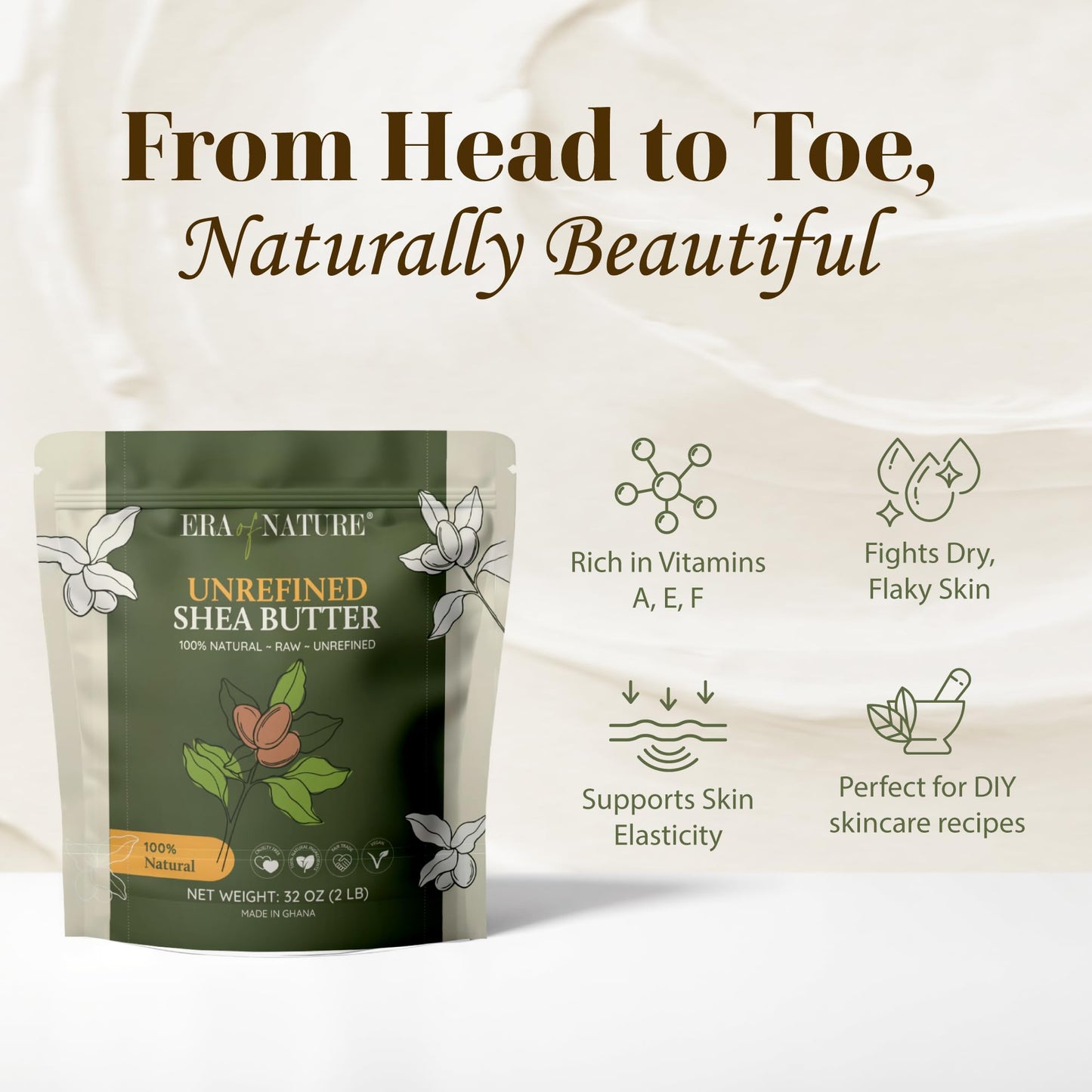 Era of Nature Organic Raw Shea Butter 32oz – Ivory White for Skin & Hair