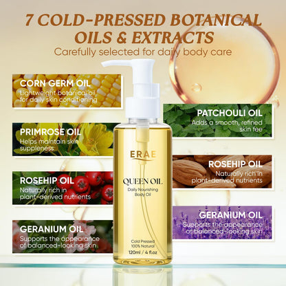 ERAE Queen Oil: Cold-Pressed Botanical Body Oil for Daily Nourishment (2-Pack, 120 ml each)