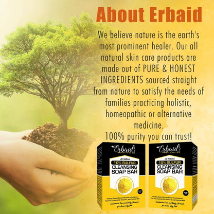 Erbaid 10% Sulfur Soap Bar – Acne & Oily Skin Cleanser, USA Made