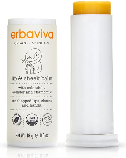 Erbaviva Organic Lip & Cheek Balm – Moisturizing Stick for Baby & Adults | USDA Organic, Shea Butter & Calendula