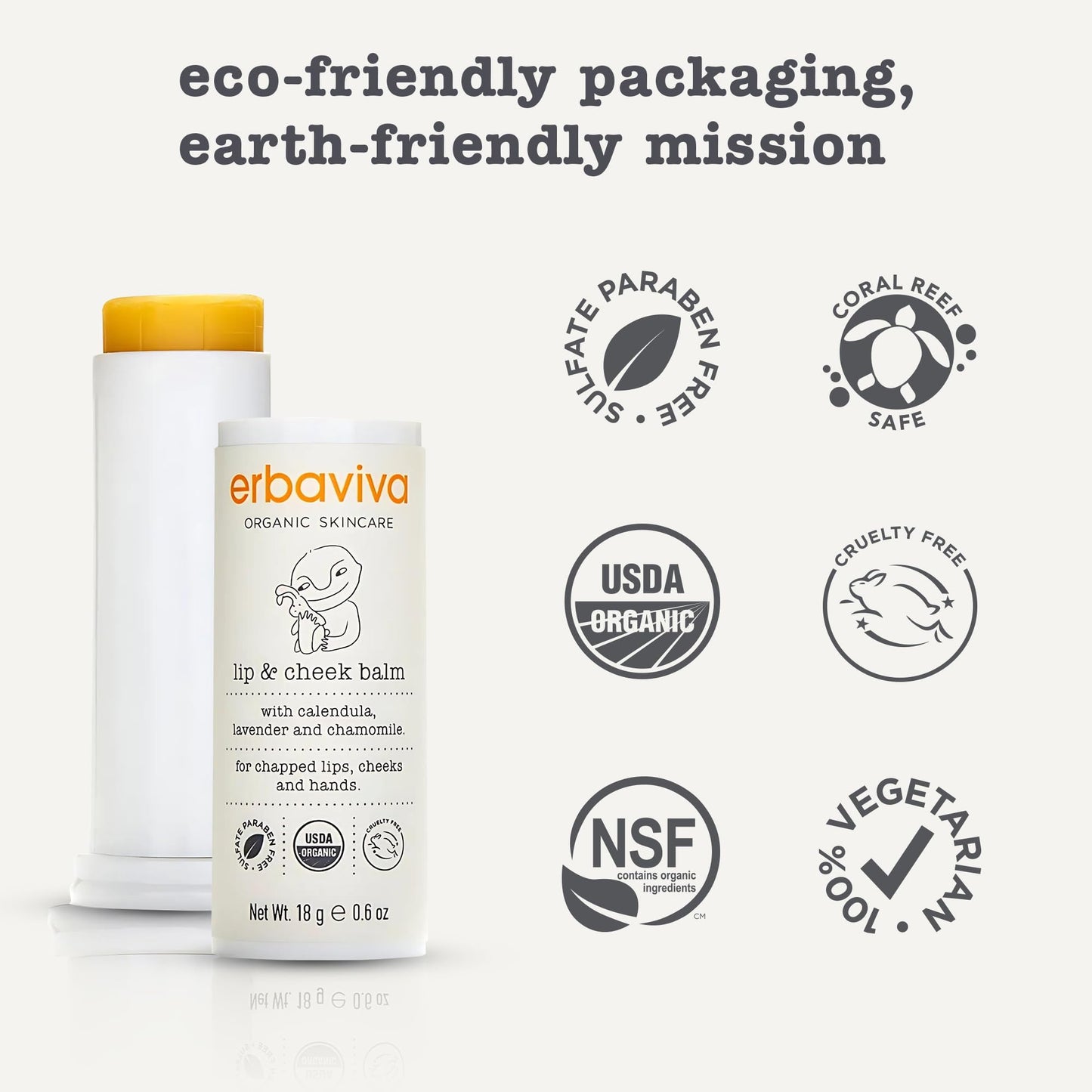 Erbaviva Organic Lip & Cheek Balm – Moisturizing Stick for Baby & Adults | Pack of 2