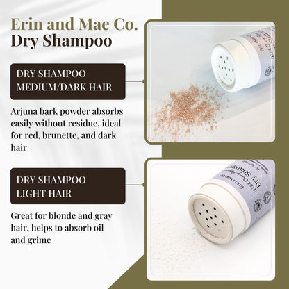 ERIN AND MAE CO. Dry Shampoo Powder – Organic, Non-Aerosol, Wild Orange & Peppermint, 2oz, Medium Dark Hair
