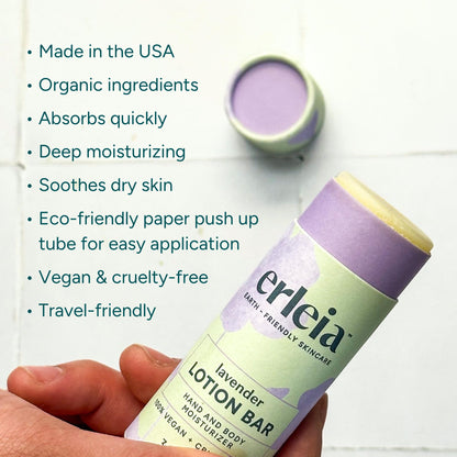 Erleia Travel-Friendly Lotion Bar | Citrus, Vegan & Plastic-Free