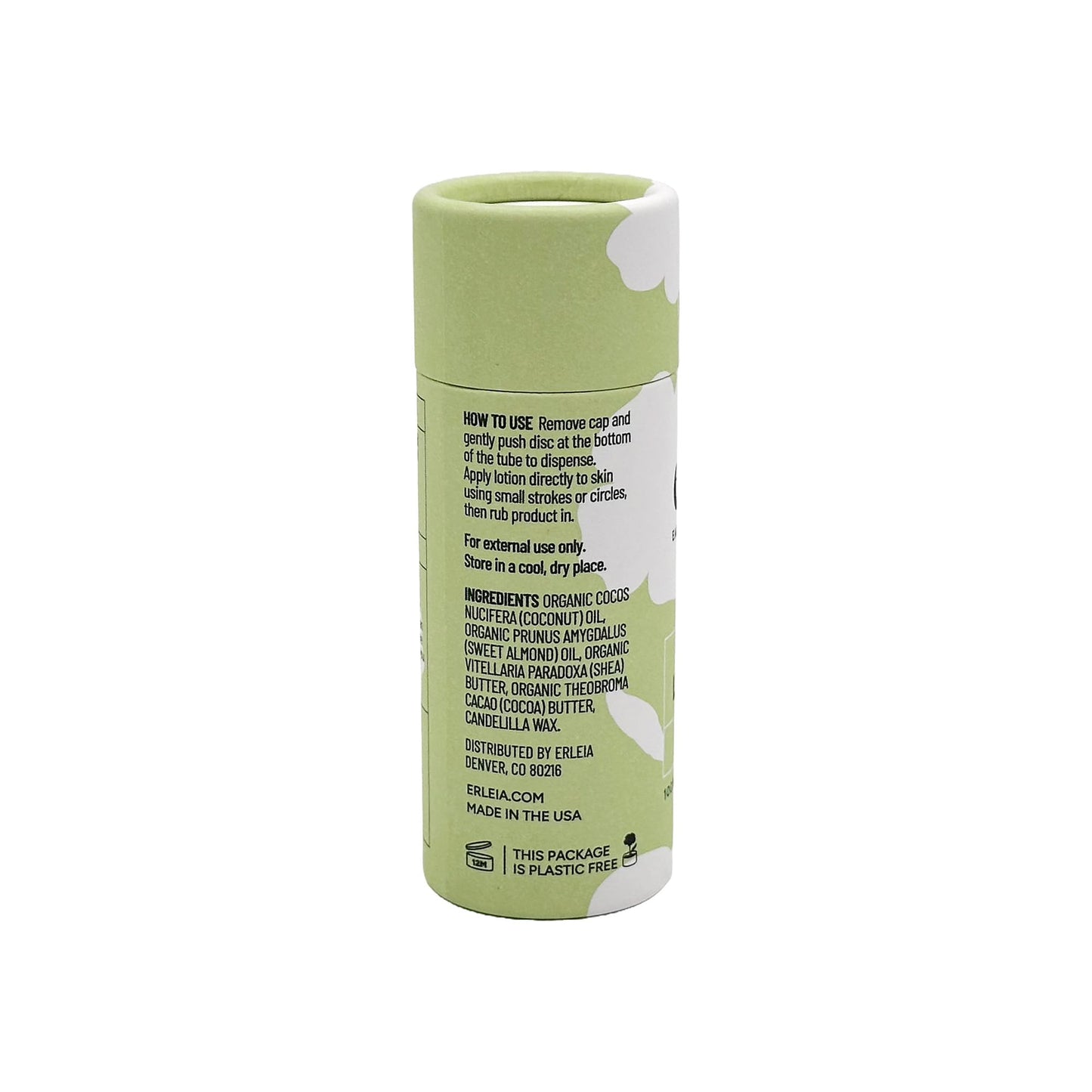 Erleia Travel-Friendly Lotion Bar — Vegan, Cruelty-Free, Plastic-Free, Unscented