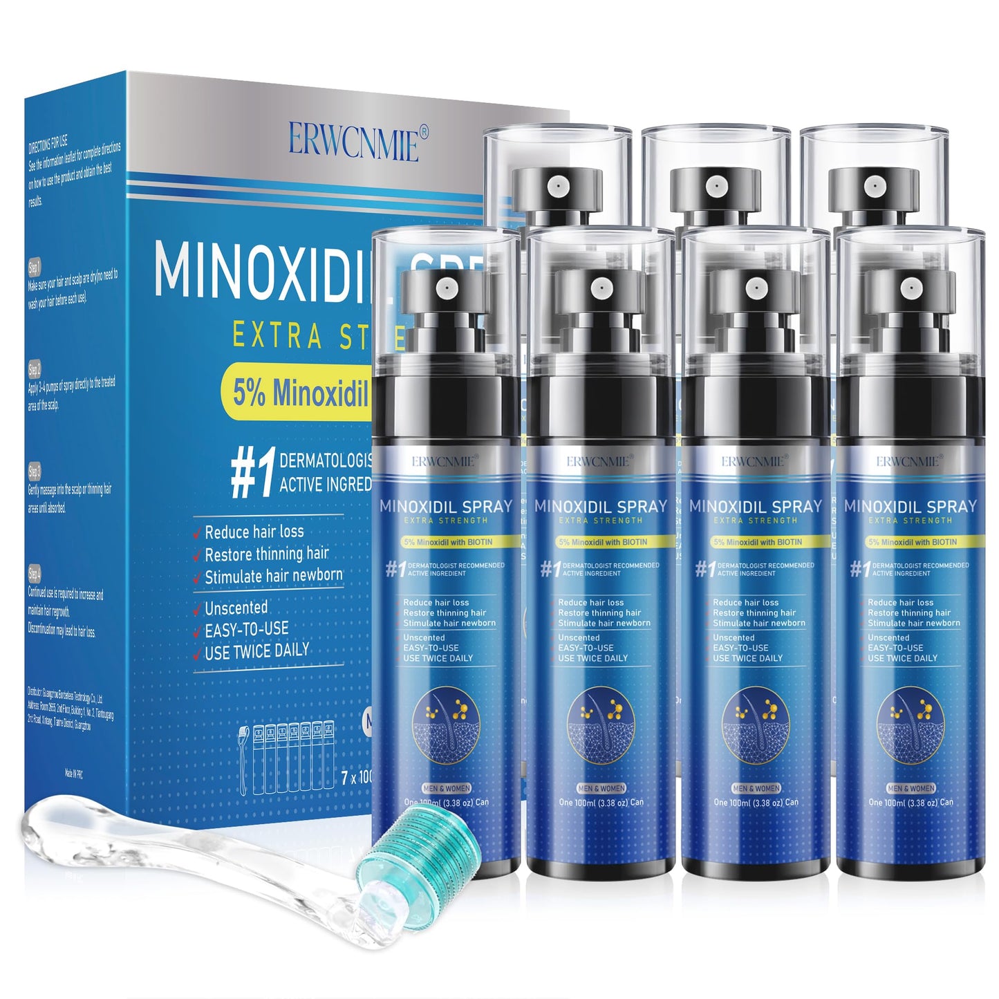 ERWCNMIE 5% Minoxidil Spray for Men & Women – 7 Bottle Pack (11‑Month Supply)