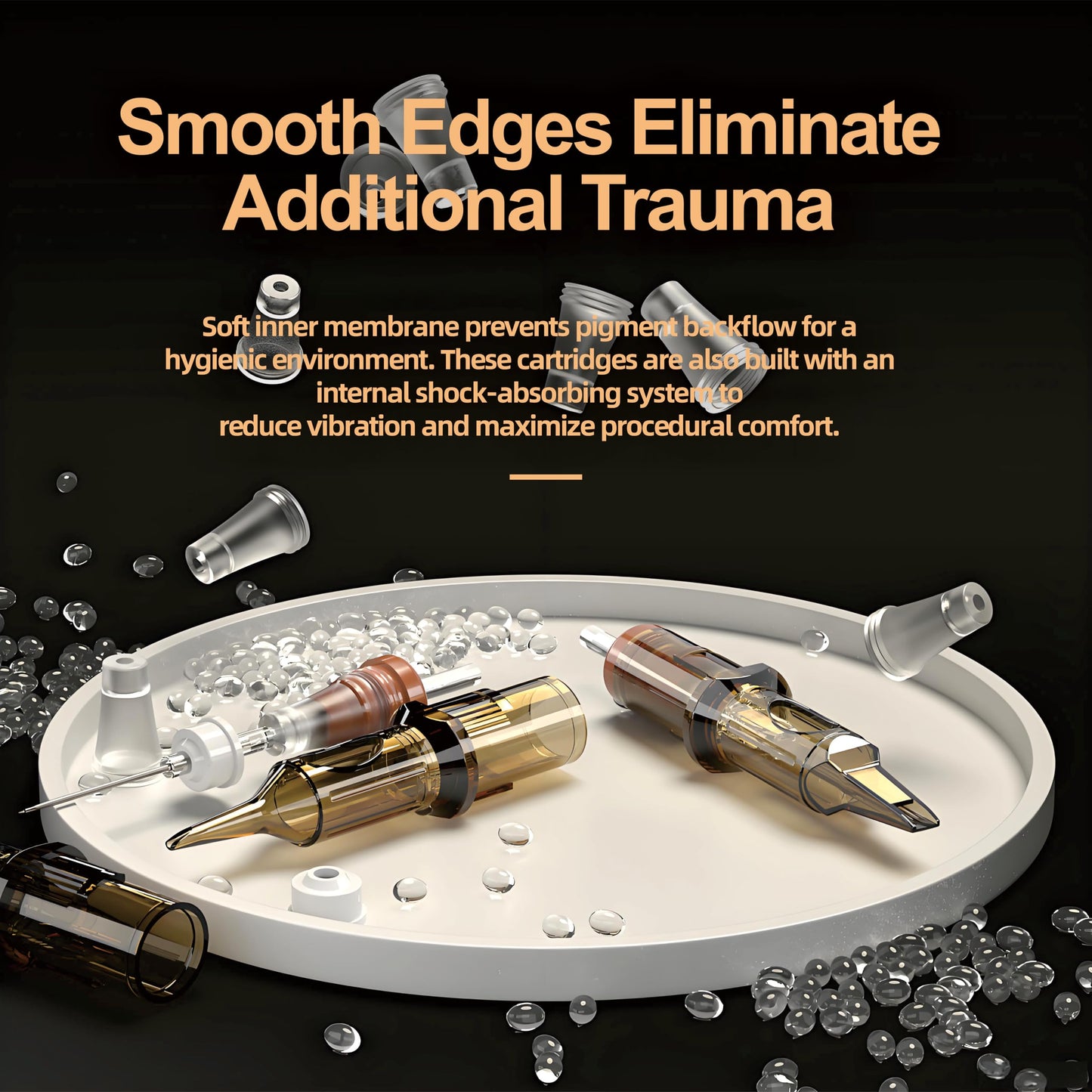 ES ETRSHIELD GEM Tattoo Cartridges – 50pc Needle Assortment (5x Each) RL/RS/M1/RM
