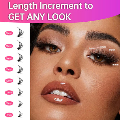 ESEENLO 320pc Lash Clusters Kit – 9-16mm Lash Extensions with Bond & Seal