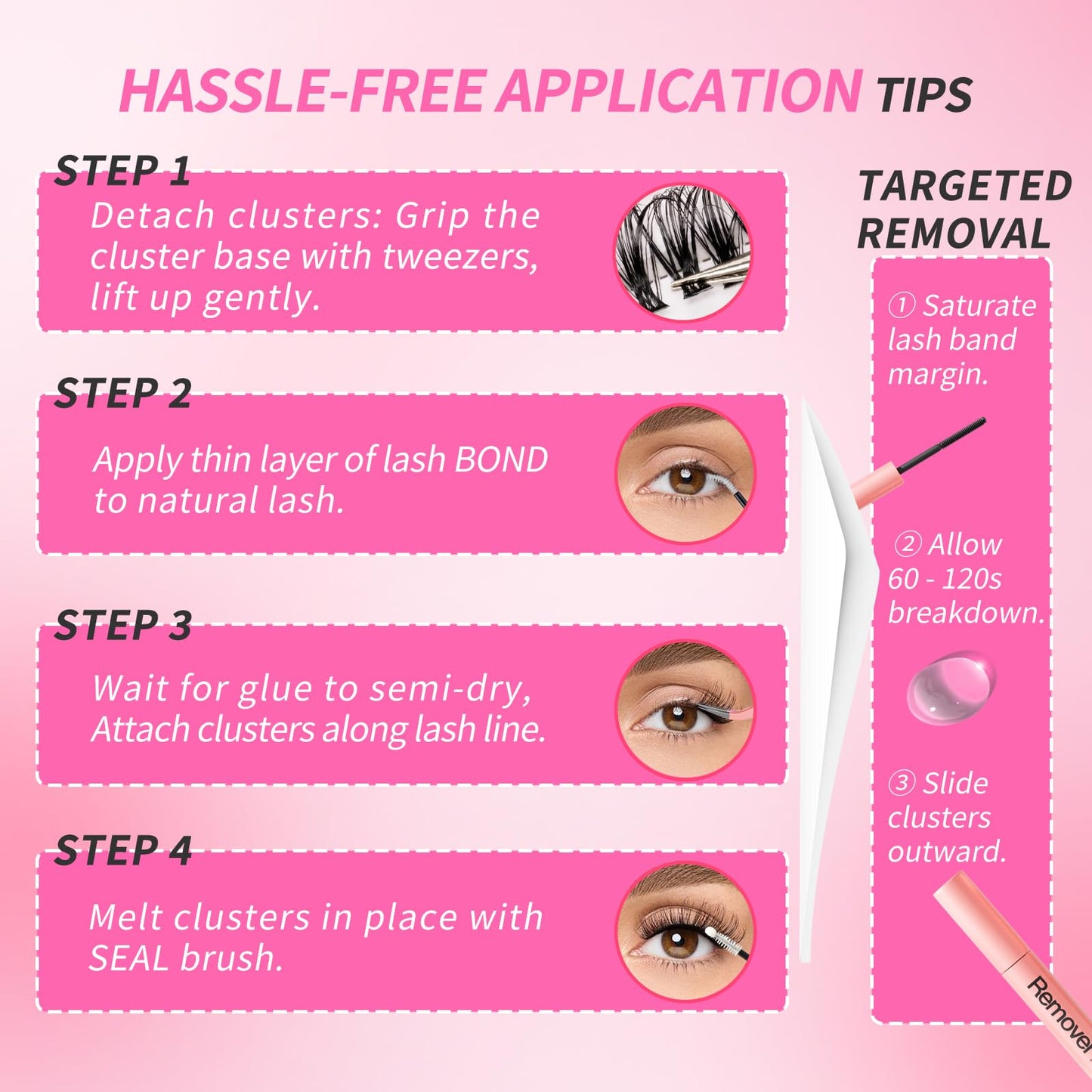 ESEENLO 320pc Lash Clusters Kit – 9-16mm Lash Extensions with Bond & Seal