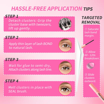 ESEENLO 320pc Lash Clusters Kit – 9-16mm Lash Extensions with Bond & Seal