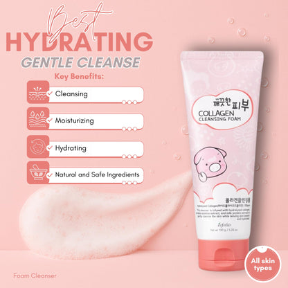 Esfolio Collagen Cleansing Foam – Hydrating Foaming Cleanser with Centella & Milk Protein (150ml)