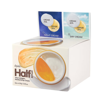 Esfolio Half and Half Vita Collagen Cream – 3.53 oz Day & Night Lightweight Moisturizer