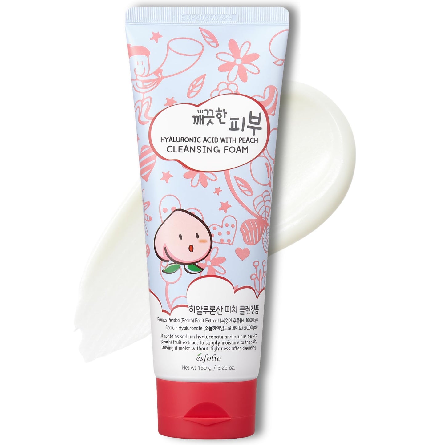 Esfolio Hyaluronic Acid Peach Cleansing Foam – Moisturizing Facial Cleanser