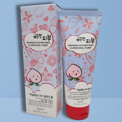 Esfolio Hyaluronic Acid Peach Cleansing Foam – Moisturizing Facial Cleanser