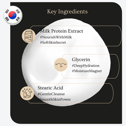Esfolio Milk Cleansing Foam – Hydrating Korean Milk Protein Face Wash for Dry & Sensitive Skin