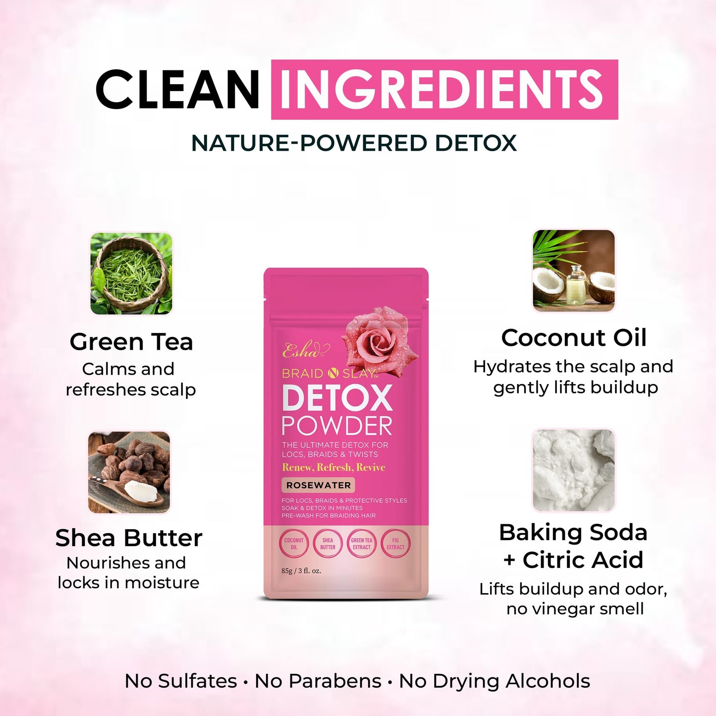 Esha Braid N Slay Detox Powder – Scalp Cleanser for Braids, Locs & Twists | 340g Pineapple